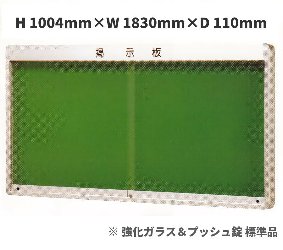 屋外 掲示板 (壁付型・引き戸式)H1004mm×W1830mm×D110mm　［シルバー色］※強化ガラス標準品［送料無料］