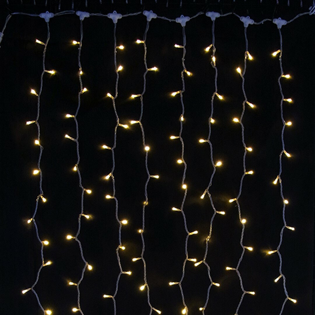 クリスマス イルミネーション カーテンライト LED 電球色 400球 防塵・防水：IPX4 100V コントローラー点滅式 電源部セット