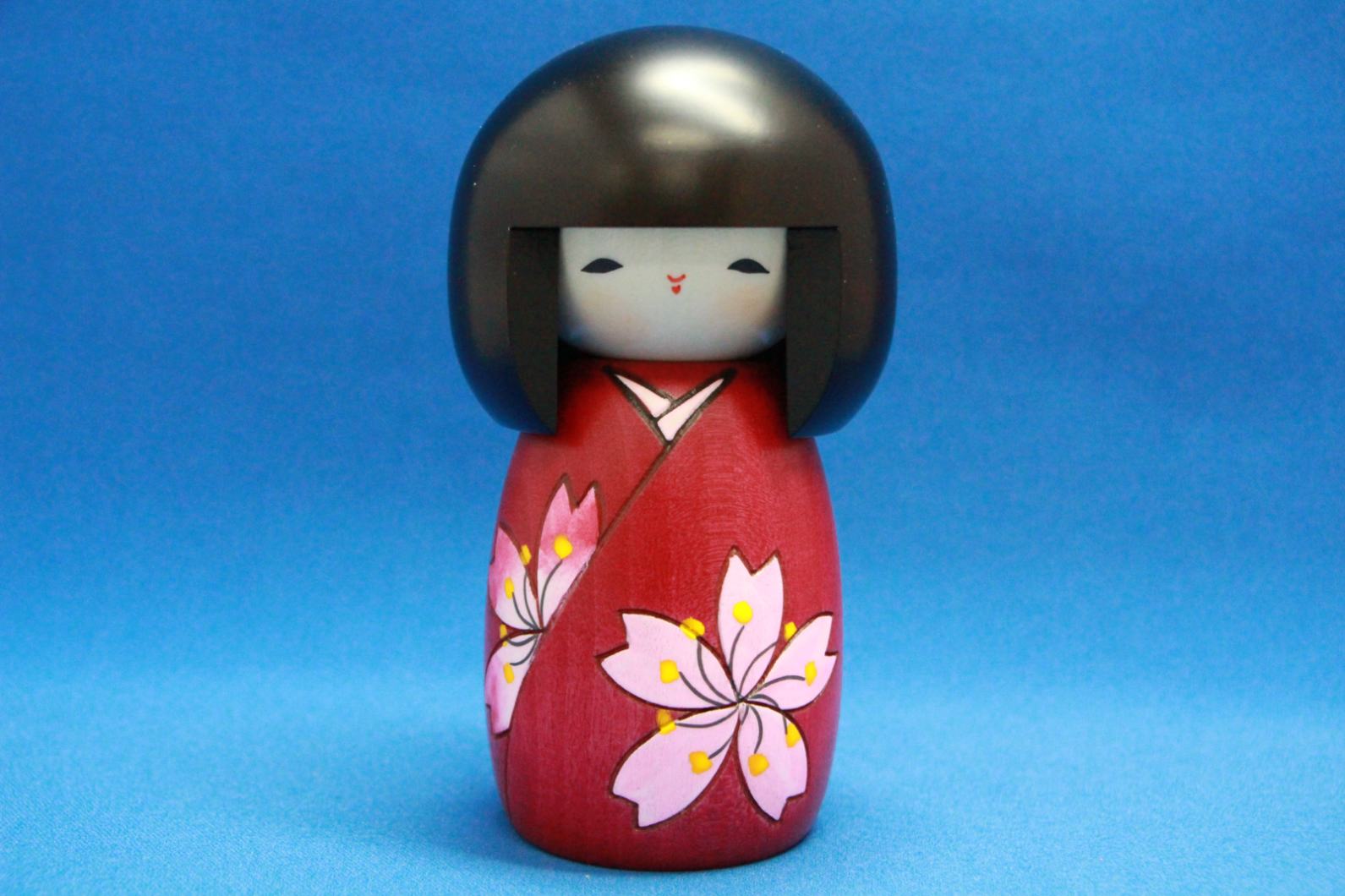 卯三郎こけし 日本のお土産に大人気 日本製 木製 民芸品 伝統工芸品 卯三郎作 こけし 花は桜（小） No-7-18