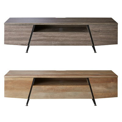 テレビボード(ローボード,テレビ台) スチールハの字フレーム スモークグレー(紙)/古木柄(立体紙)