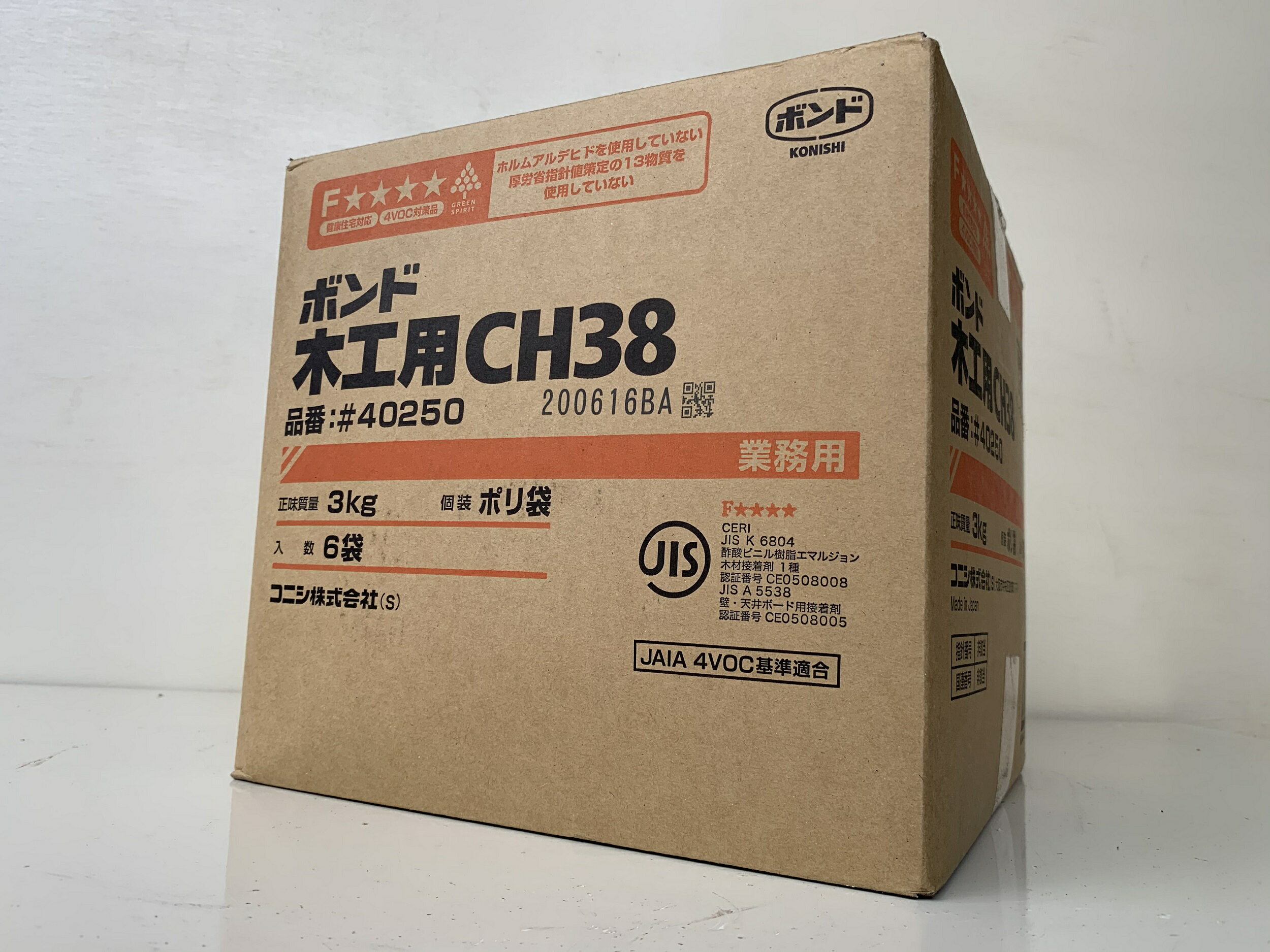 [送料無料]木工用ボンド　CH38　3kg×6袋　ボンド　業務用　接着　白ボンド　木部　接着剤　フォースター　コニシボンド　#40250　酢ビ　酢酸ビニル樹脂　エマルジョン 1