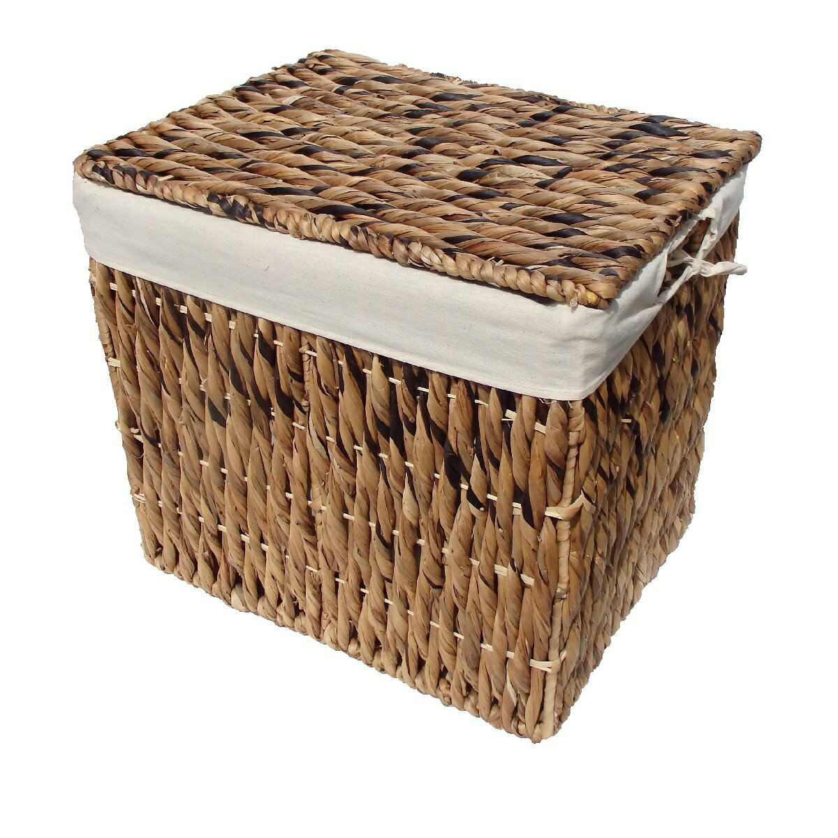 ウォーターヒヤシンスバスケットフタ・布付き（55cm×44cm×H55cm） 　送料無料 かご アジアン BOX 収納 おしゃれ ボックス ヒヤシンス 自然 天然 ベトナム Lサイズ ラージ