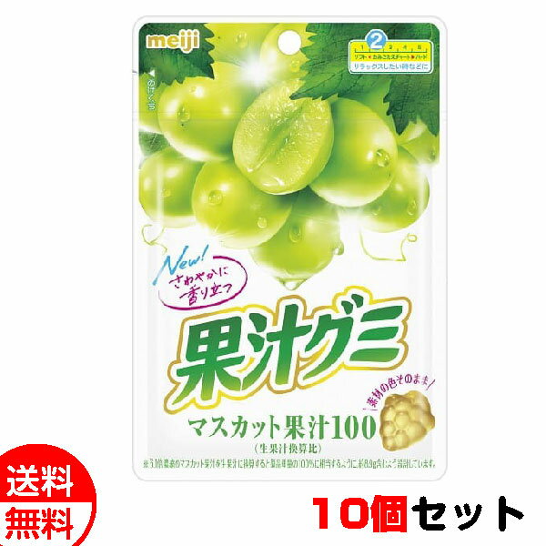 【商品名】 明治 果汁グミ マスカット 10個セット 【内容量】 10個セット 【賞味期限】 約180日 【保存方法】 常温 【原材料名】水あめ（国内製造）、砂糖、濃縮マスカット果汁、ゼラチン、植物油脂、でん粉／酸味料、香料、ゲル化剤（ペク...