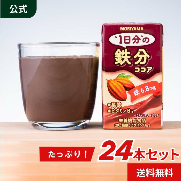  守山乳業  1日分の鉄分 ココア 125ml 24本 栄養機能食品 鉄 葉酸 ビタミン12 送料無料 アイスココア 詰め合せ セット 飲料 お徳用 ドリンク おいしい 健康飲料 美味しい 健康ドリンク ココア飲料 ギフト ジュース ホットココア 液体