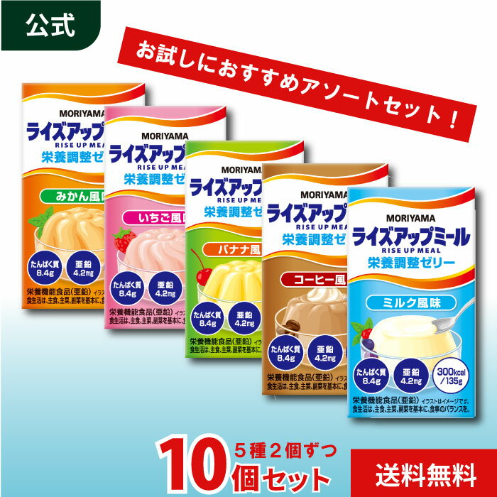  MORIYAMA ライズアップミール 栄養調整ゼリー アソート 10個セット 135g 125ml 栄養機能食品 高カロリー デザート 介護食 栄養補助食品 介護ゼリー 常温保存 送料無料