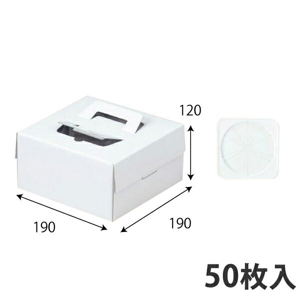 【ケーキ箱】 デコホワイト5号CLトレー付 190×190×120 (50枚入) ケーキ用 洋菓子用 紙箱