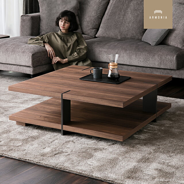 センターテーブル ローテーブル リビングテーブル 木製 ウォールナット 正方形 100 モダン デザイナーズ シンプル 収納 北欧 おしゃれ ORBI