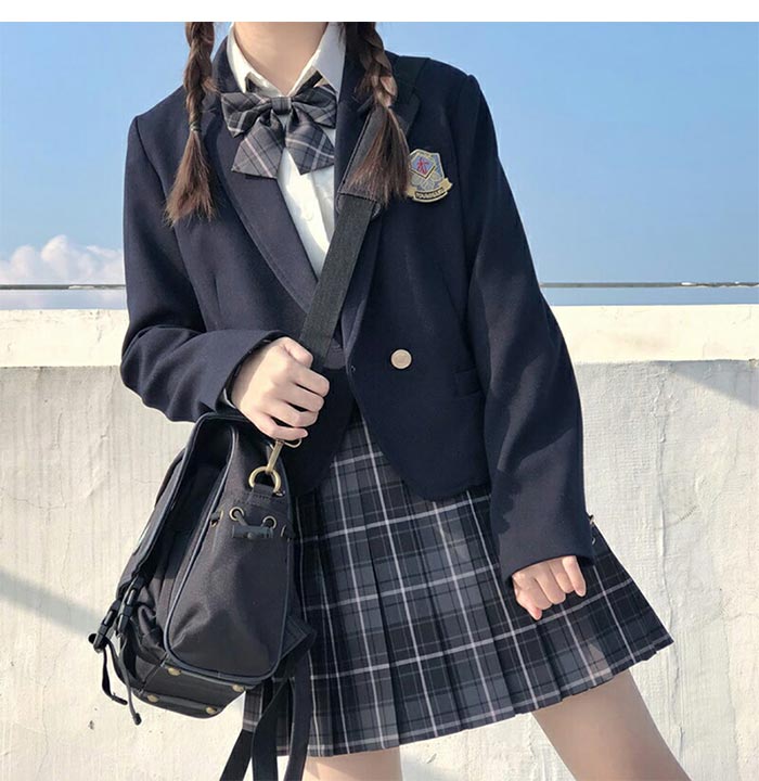 XS~2XL 5点セット 女子高生 制服 リボン ブレザー スカート チェック セット JK 学生 スクール ハロウィン コスプレ ブラッククイーン 制服 高校制服 学生服 JK制服 cos コス 卒業式スーツ 高校 中学 スクール 制服専門 学生服 レディース学園祭 moroustore-10000632 モロウ楽天市場店 サンプル画像2