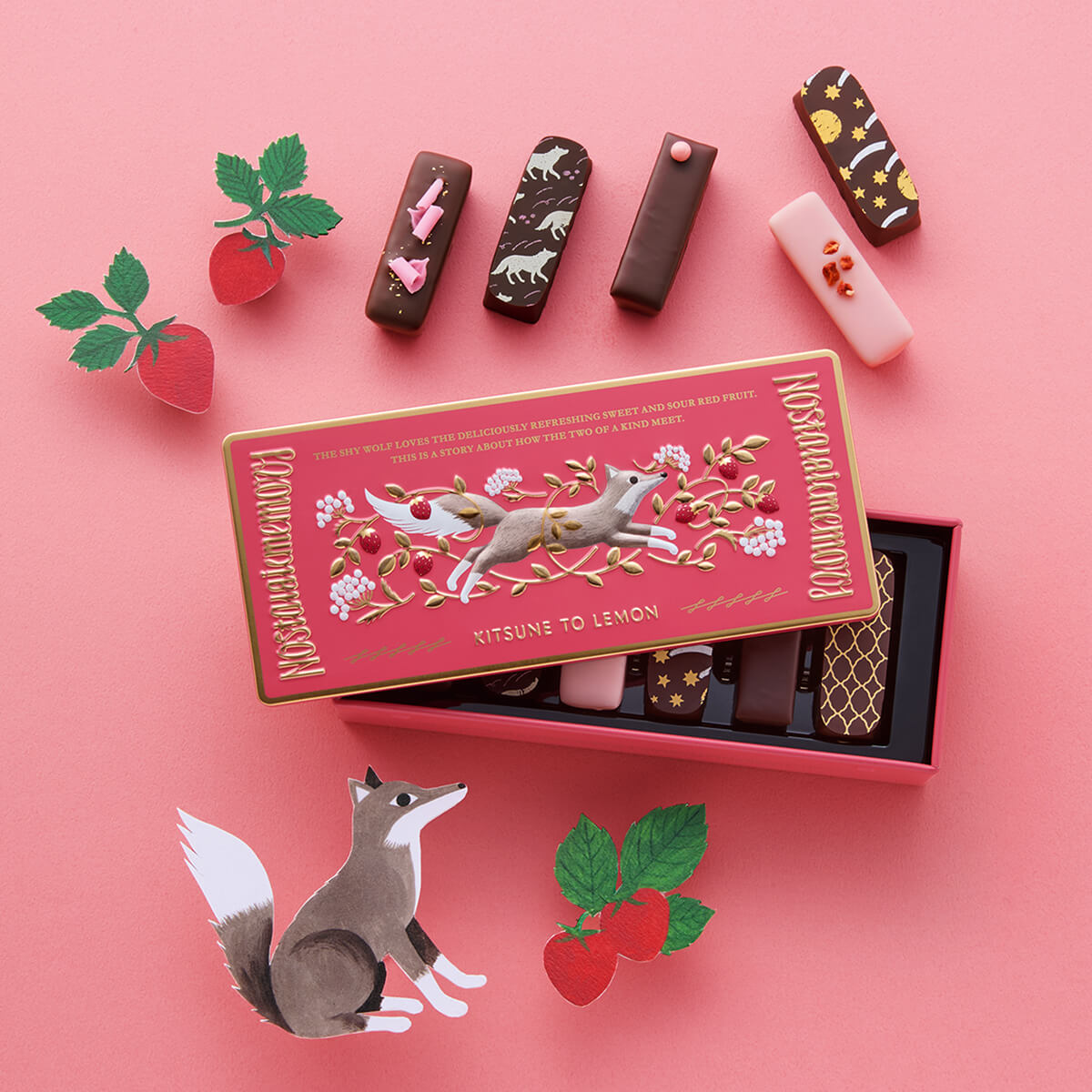 モロゾフ オオカミのノスタルジックメモリー 6個入バレンタイン 2026 期間限定 チョコレート ショコラ ストロベリー いちご レモン 洋酒 コーヒー はちみつ アソート 詰合せ 缶 かわいい プレゼント ギフト 公式