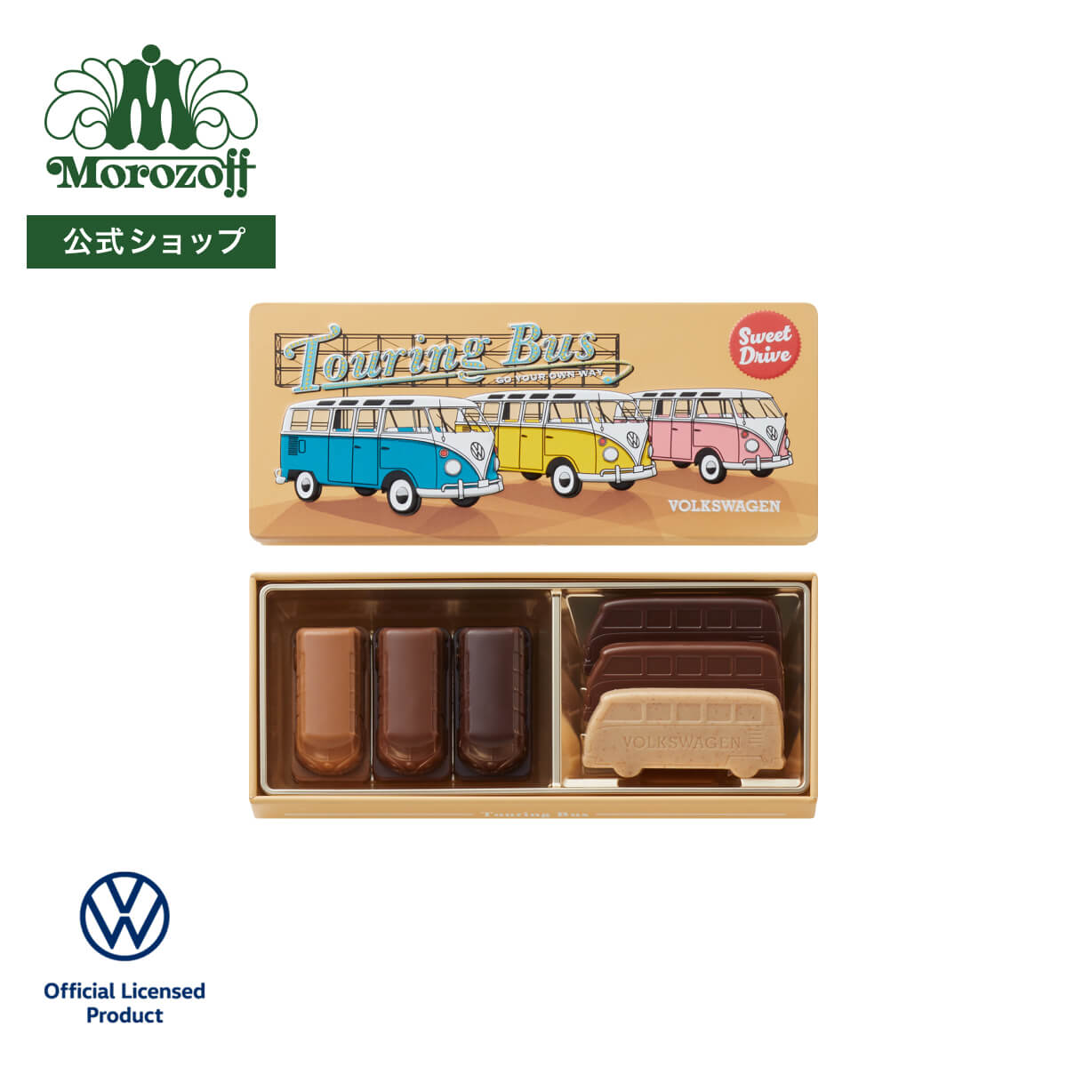 モロゾフ ツーリングバス 6個入バレンタイン 2026 期間限定 ビートル Beetle チョコレート ショコラ ストロベリー いちご コーヒー ミルクティー お酒不使用 アソート 詰合せ 缶 スタイリッシュ プレゼント ギフト プチギフト 公式の商品画像