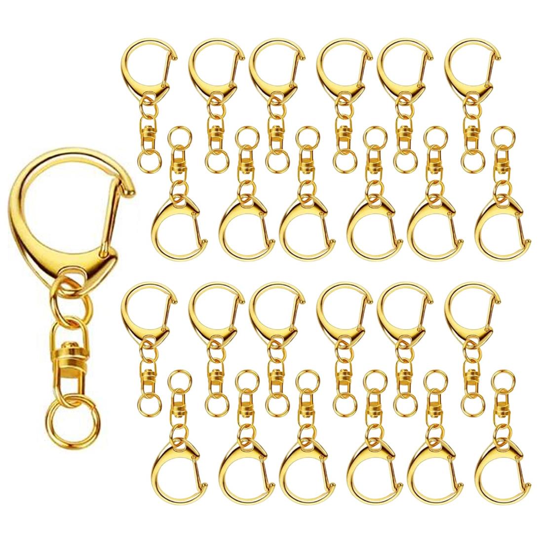 サムコス キーホルダー金具 回転カン付き 全長46mm ハンドメイド キーリング アクセサリー ワンタッチで取り外し 手作り DIY キーホルダー パーツ ゴー...