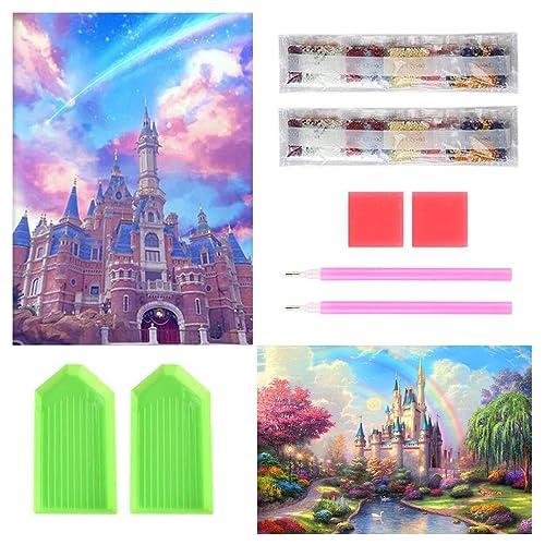 サムコス ダイヤモンドアート キット ダイヤモンドの絵画 2個セット きれい 全面貼り付け ダイヤモンドアート 大人の子供 初心者 DIY 手芸キット 家の壁の...