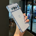 ZTOFERA Google Pixel 8 Pro 用 ハートケース おしゃれ 韓国 かわいい グーグル ピクセル 8 Pro ケース 柔軟な TPU シリコン メッキ加工 ソフト 軽量 耐衝撃 携帯カバー 女性 心パターン Pixel 8 Pro スマホケース ワイヤレス充電対応 (シエラブルー)