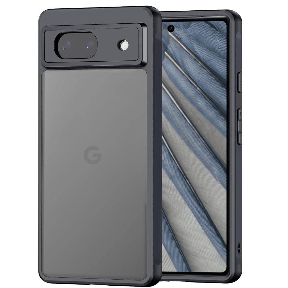 ZXZone for Google Pixel 7a ケース 半透明 マット感ケース 耐衝撃 画面保護 レンズ保護 米軍MIL規格 滑り止め 指紋防止 ストラップホール付き ワイヤレス充電対応 スマホケース グーグルピクセル7a カバー 6.1インチ ブラック(Pixel 7a 対応)