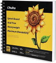 Ohuhu スケッチブック 厚紙 200gsm 225mm×210mm 60枚/120ページ リングタイプ 切り取り線付き 色鉛筆/水彩毛筆/マーカーペン用画用紙 イラスト 紙 お絵かき 落書き メモ アマ/プロ 子供の日 誕生日 クリスマス 家族・友人への贈り物