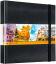 スケッチブック Ohuhu すけっちぶっく ミックスメディア 画用紙 210*210mm 78枚 200gsm(超厚口)中目 アクリル絵具・水彩 子ども・大人にも 色鉛筆/マーカー/水彩毛筆/水性ペン/水性色鉛筆 イラスト 落書き メモ 絵画 子供の日 誕生日 クリスマス 贈り物