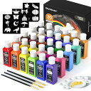 Shuttle Art 布用絵の具 30色セット 60ml 布絵の具 布描き絵の具 メタリックカラー ウォッシャブル 洗っても落ちない ファブリックペイント ペ...