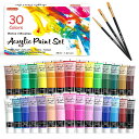 Shuttle Art アクリル絵の具 アクリル顔料 30色セット ペイントブラシ3本付き 速乾 耐久 チューブ 36ml 手作り 布/石/ガラス/セラミックに...