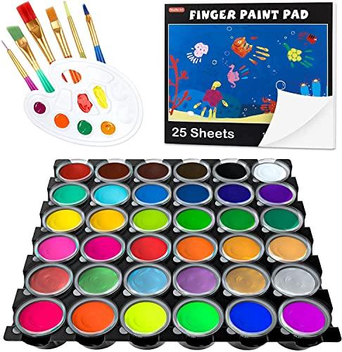 Shuttle Art 指絵の具 36色 44点セット 水性 洗える 手形アート フィンガーペインティング 30ml 落書き..