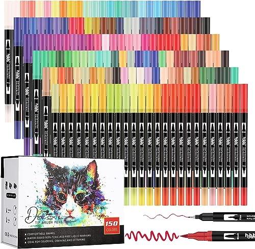 150色 アートマーカーペン セット 筆ペン 水彩毛筆 線画 ペン 水性ペン カラーペンセット クリーンカラ..
