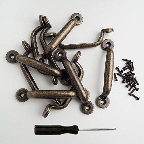 sempiterno アンティーク 取っ手 レトロの弓形の取っ手 プルハンドル 亜鉛合金 アーチ型 ボックスハンドル アンティーク調 ネジ家具 ワードローブキッチンキャビネットドアデスク引き出しアクセサリー 10個入り (ブロンズトーン 9x1.6cm)