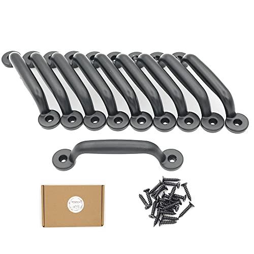 sempiterno アンティーク 取っ手 レトロの弓形の取っ手 プルハンドル 亜鉛合金 アーチ型 ボックスハンドル アンティーク調 ネジ家具 ワードローブキッチンキャビネットドアデスク引き出しアクセサリー 10個入り (ブラック 9x1.6cm)