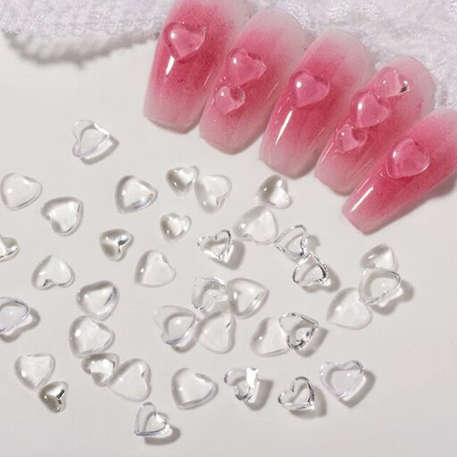 YFFSFDC ネイルパーツ ネイルツール ハート パーツ 3D 透明 レジン ネイル DIY デコパーツ 5mm 6mm 約200個 (B) YFFSFDC ネイルパーツ ネイルツール ハート パーツ 3D 透明 レジン ネイル DIY デコパーツ 5mm 6mm 約200個 (B)