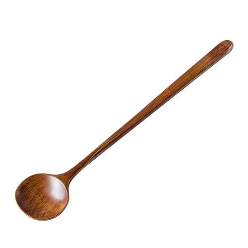 DFsucces スプーン ロングスプーン 天然木製 攪拌スプーン 接着剤無し 高耐熱性 調理用 ドサラダスプーン 煮物 多機能 (木さじ1本-27.5cm)のサムネイル