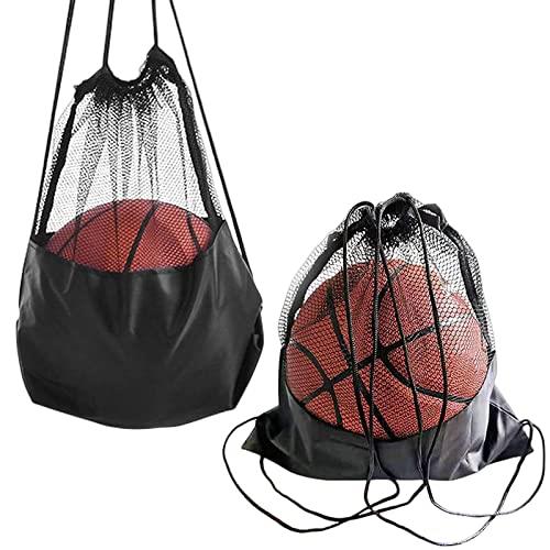 DFsucces ボールバッグ 2個セット バスケット ポーチバッグ 耐久性 軽量 折りたたみ式 野球 テニス ラグビー リュック 携帯便利 多機能 収納 (ブラック, 2個セット)