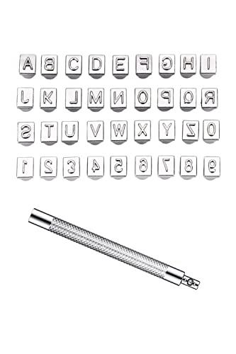 YFFSFDC 刻印セット レザークラフト 交換式刻印 6.5mm 36個セット 革用刻印セット DIY 手作り レザークラフト道具 革細工 打ち具 道具