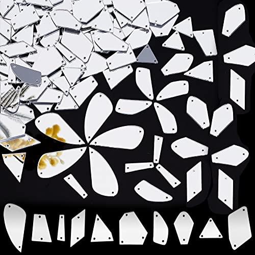 PH PandaHall ミラーピース 約180個 透明 シェイプのアクリルミラー 縫いディアマンテラインストーン ..
