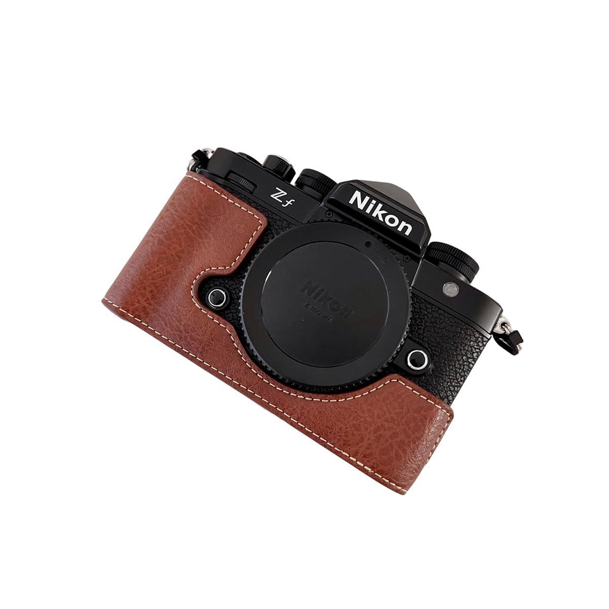 Koowl 対応 Nikon ニコン Zf Z f カメラ バッグ カメラ ケース Koowl手作りトップクラスのPUレザーカメラハーフケース 一眼カメラケース 防水 防振 携帯型 三脚設置でき コーヒー色 