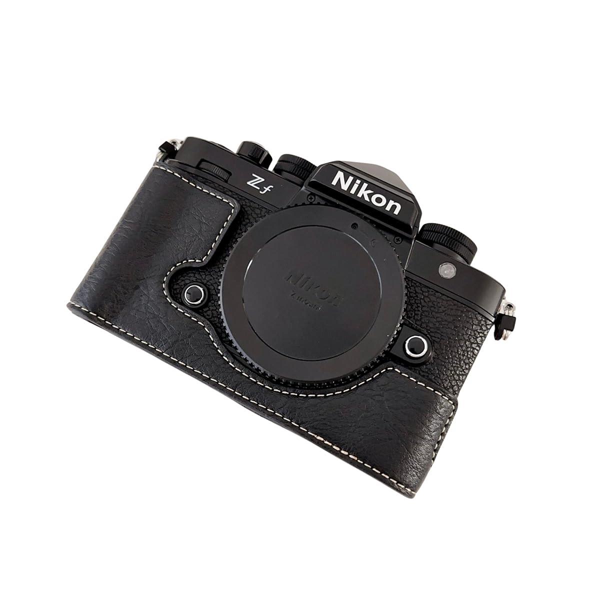 Koowl 対応 Nikon ニコン Zf Z f カメラ バッグ カメラ ケース Koowl手作りトップクラスのPUレザーカメラハーフケース 一眼カメラケース 防水 防振 携帯型 三脚設置でき ブラック 