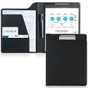 ProCase 多機能バインダー、クリップファイルボード A4 フォルダー メモ帳付属 ノートカバー 書類ホルダー - ブラック
