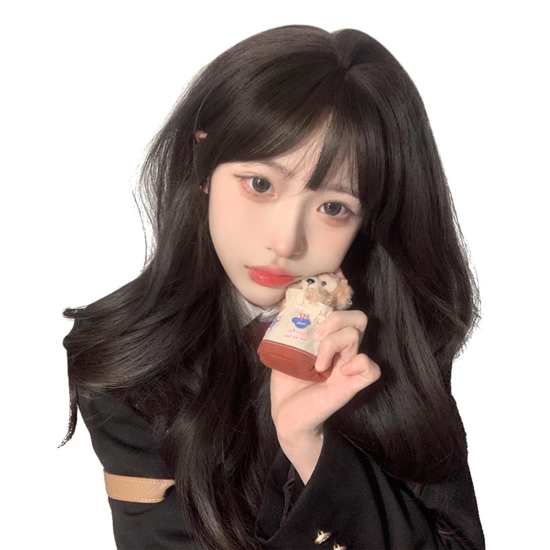 Peacoco ウィッグ ボブ ショート セミロング 【可愛い・カーリー・小顔】 自然 ぱっつん前髪 人工スキン 手作業で植毛 頭囲を調整でき 普段使い フルウィッグ 女装 耐熱 レディース 女性 黒髪 ミディアム wig ネット 説明書 付 (62cm-茶)