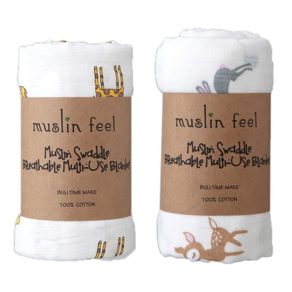 おくるみ ベビーブランケット バスタオル 赤ちゃん毛布 授乳ケープ プレイマット布団 綿100％ ダブルガーゼ 可愛い 保温 吸水 速乾 新生児 出産祝い ガーゼタオルに 120x120cm (二枚セット)
