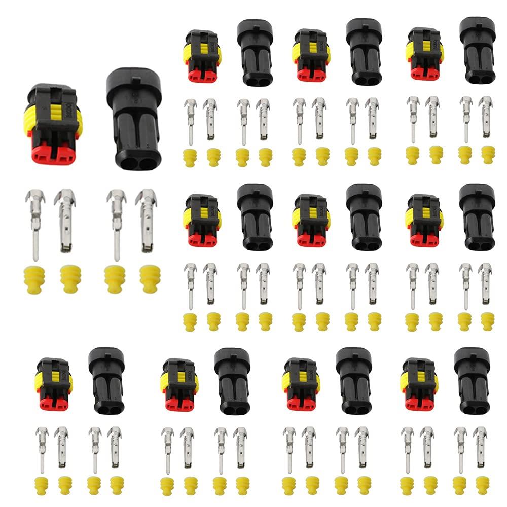 2ピン 防水 コネクター カプラー 防水のコネクタセット 配線用 オス防水カプラー＆2ピンの防水のコネクタのプラグ メス防水コネクタ の..