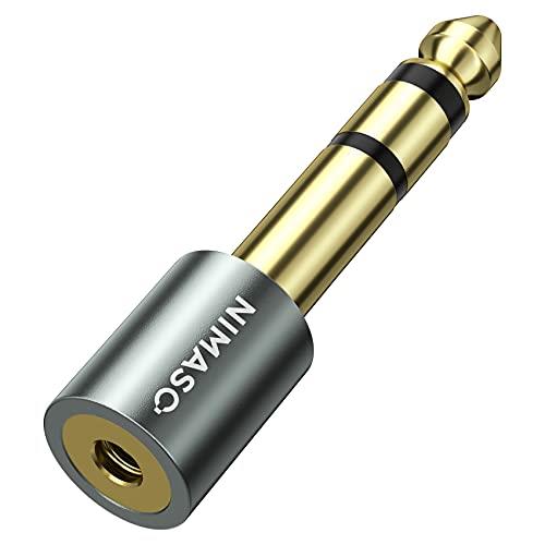 3.5mm to 6.35mm 変換プラグとはステレオ標準プラグとステレオミニジャックへの変換実現ものです。コネクタ仕様：3.5mm ステレオミニプラグ - メス；6.35mm ステレオ標準プラグ - オス。通常のヘッドホン等に採用されてい...