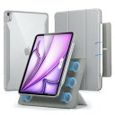 ESR iPad Air 13インチ(M2) ケース(2024)専用 Pencilホルダー付き、取り外し可能マグネットカバー、縦置き/横置きスタンド、Pencil Pro/USB-C完全対応、Rebound 360シリーズ、グレー(2)