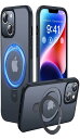 【スタンド機能・Magsafe対応】CASEKOO iPhone14 / 13 用 ケース 隠し収納式 米軍MIL規格 耐衝撃 薄形半透明 マット仕上げ 指紋防止 ストラップホール付き ワイヤレス充電対応 2023年新型 いphone14 ケース アイフォン 14/13 用 ケース 6.1インチ カバー(ブラック)