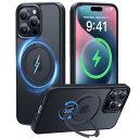 【2024最高傑作&定点360度回転】CASEKOO iPhone 15 Pro Max 用 ケース 超強磁力 米軍MIL規格 耐衝撃 高耐久性【横縦両立・角度調整】指紋防止/マット仕上げ/黄変防止/薄型半透明 ストラップホール付き ワイヤレス充電対応 アイフォン15pro maxケース(ブラック)