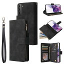 QLTYPRI Samsung Galaxy S21 ケース Galaxy S21 5G ケース耐衝撃【対応 SC-51B / SCG09 保護カバー】 ギャラクシーS21 用 ケース 財布型 手帳型 レザー 6枚カード入れ 便利 実用 ファスナー 保護ケース ストラップ付き 落下防止 ベルト式 ポーチ型 軽量 耐汚れ 耐衝撃 携帯カ