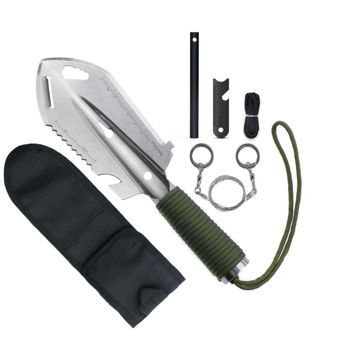 PSKOOK 多機能シャベル 園芸 スコップ アウトドア ガーデニング コンパクト 花壇 キャンプ用 防災用 軍用 緊急ツール 災害対策 収納袋付き