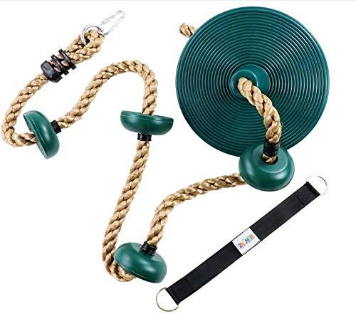 WHDZ クライミングロープ ブランコ 子供クライミング用 ハンギングストラップ＆カラビナ付き 耐荷重100kg アウトドア 室内 遊び場 公園 キッズ (グリーン)