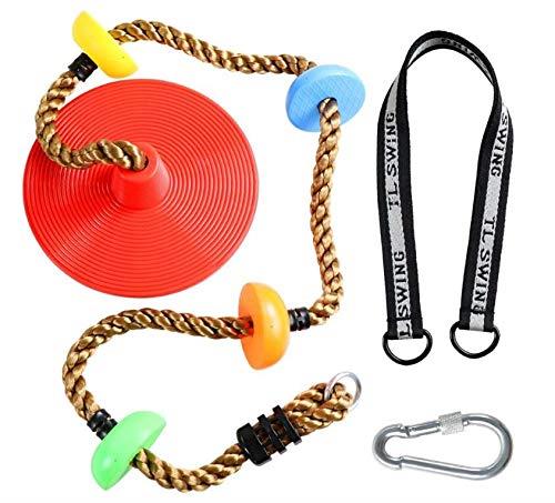 WHDZ クライミングロープ ブランコ 子供クライミング用 ハンギングストラップ＆カラビナ付き 耐荷重100kg アウトドア 室内 遊び場 公園 キッズ (レッド)