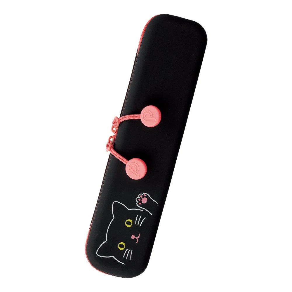 リヒトラブ スリムファスナーポーチ プニラボ クロネコ A7717-3