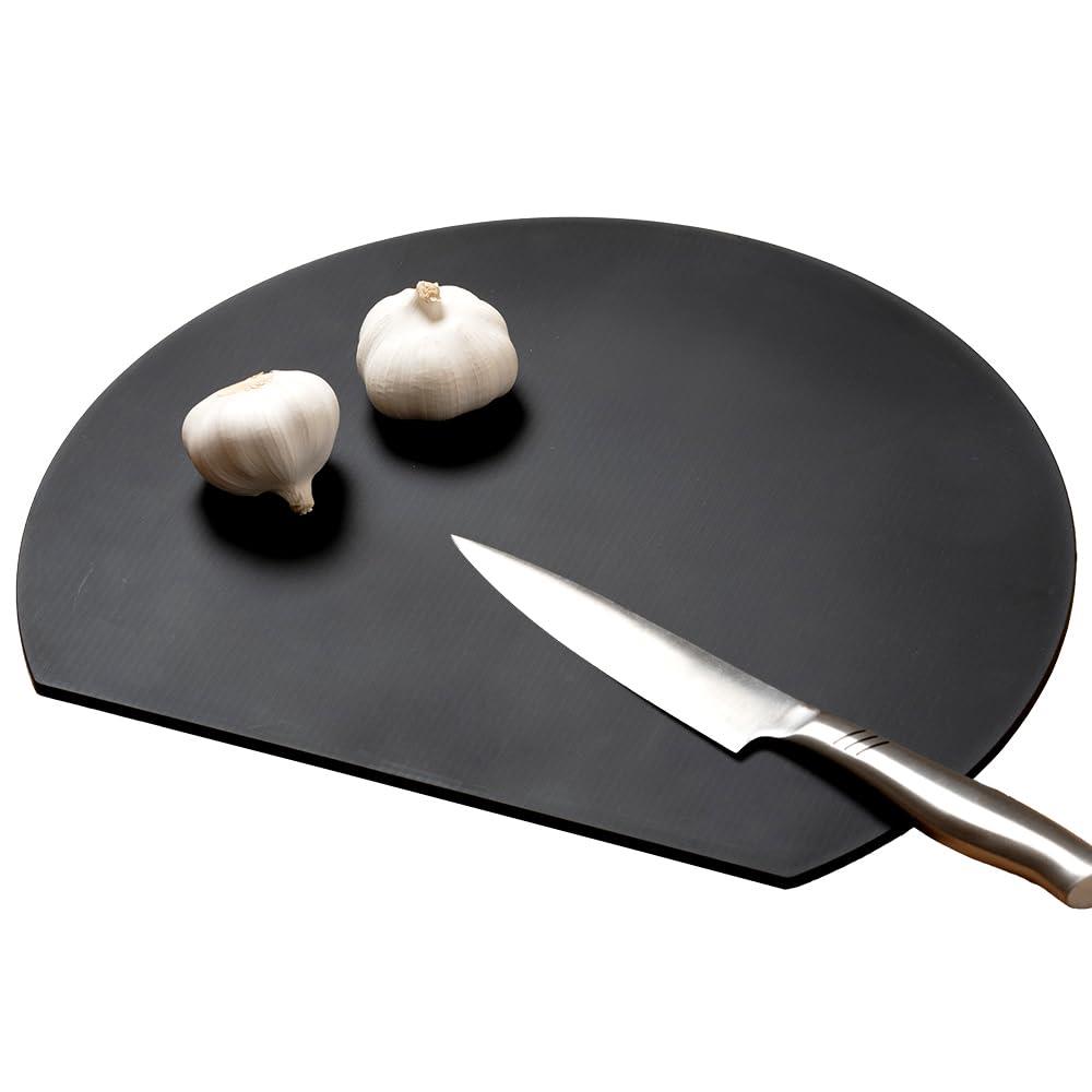 アイメディア(Aimedia) まな板 食洗機対応 丸いまな板 耐熱エラストマー 約30×26cm ブラック 小 1009855