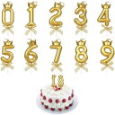 KALOLINNA クラウンバースデーナンバーキャンドル 0~9 10点セット ロウソク 数字 誕生日を祝う 高級 ろうそく おしゃれ スタイリッシ 記念日キャンドルウエディングパーティー卒業パーティー (ゴールド)