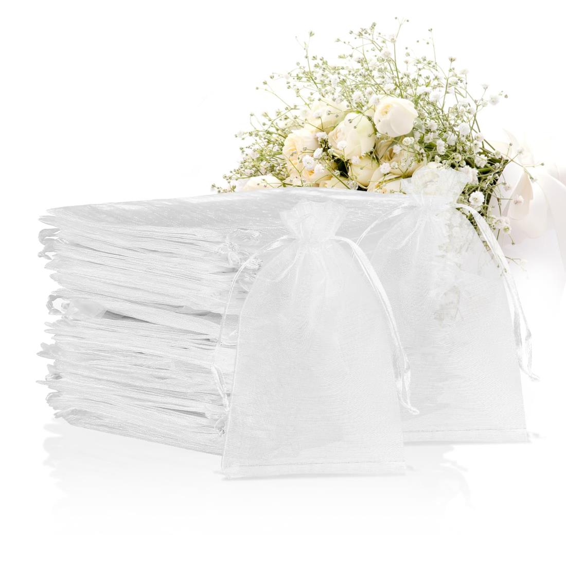 NALER オーガンジー 巾着袋 ラッピング 袋 小 50枚 プレゼント ギフト袋 ジュエリー 収納 小分け袋 誕生日 ギフト包装 無地 透明 10×15cm(...