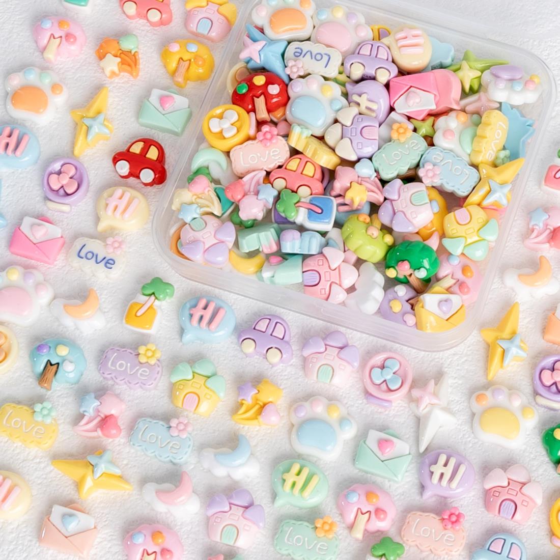 デコパーツ 樹脂 セット 【キュート・ミックス・自由にDIY可能・様々なモチーフ】 アクセサリーパーツ デコパーツ かわいい キャラクター デコ 素材 ビーズ ...